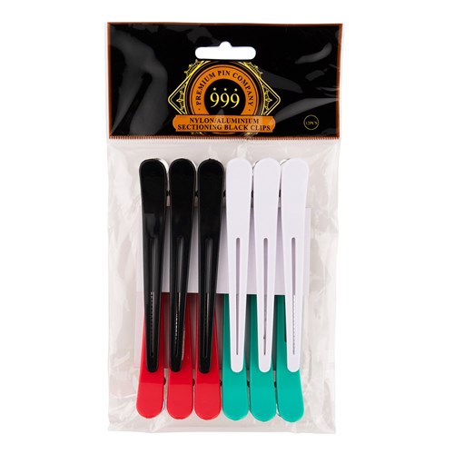 999 Coloured Nylon Aluminium Sectioning Hair Clips 12pk