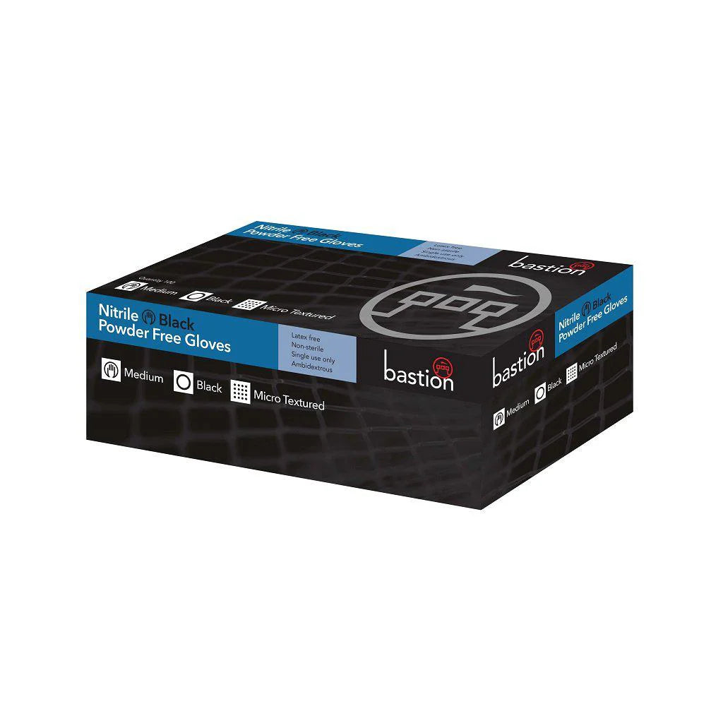 Bastion Nitrile Gloves Black Medium Box of 100