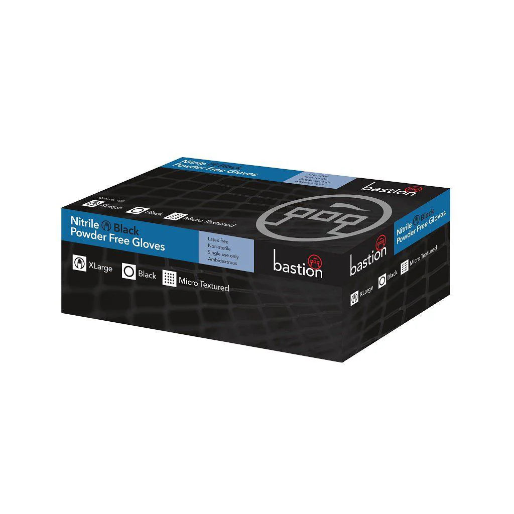 Bastion Nitrile Gloves Black X-Large Box of 100