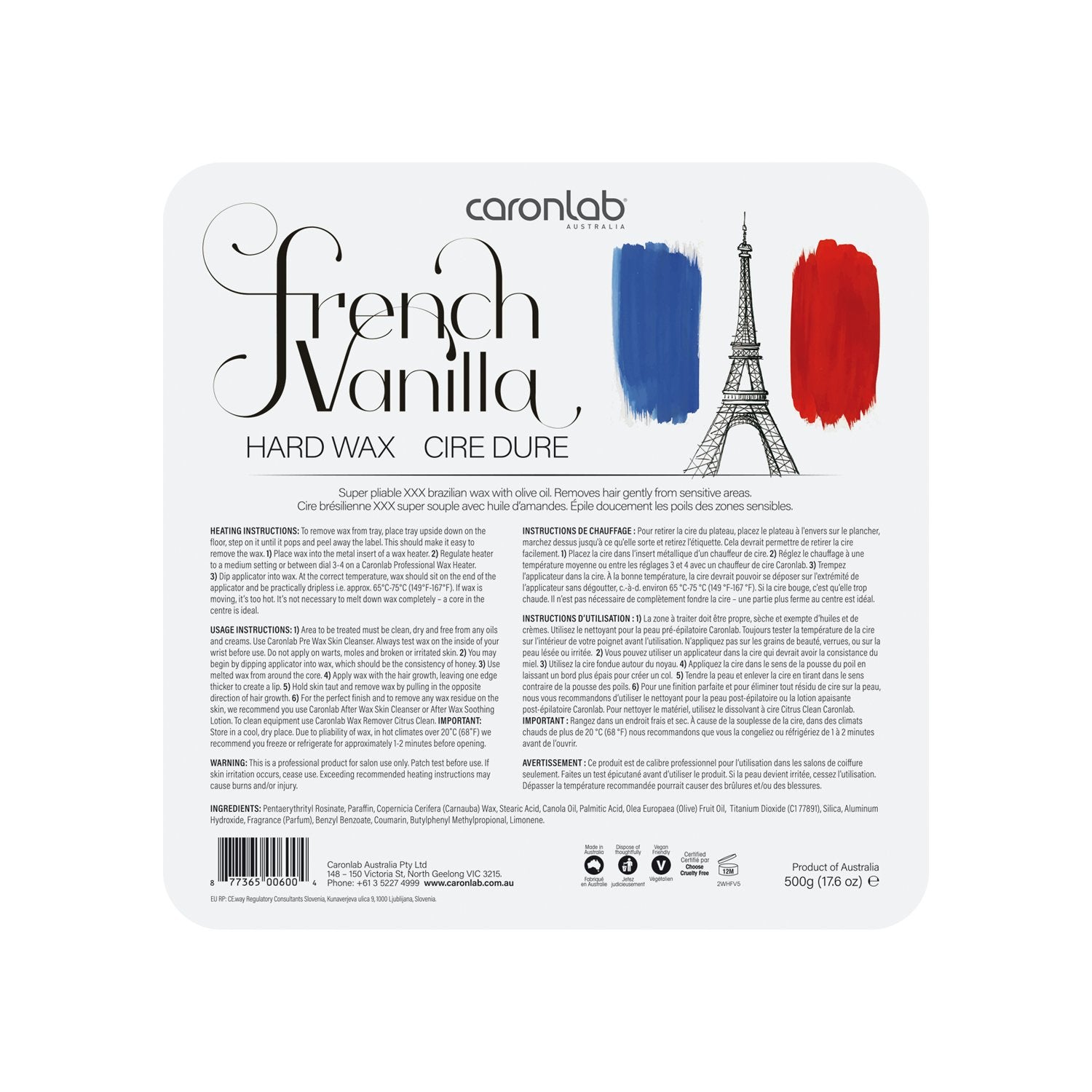 Caronlab French Vanilla Natural Hard Wax Melts 500Grms