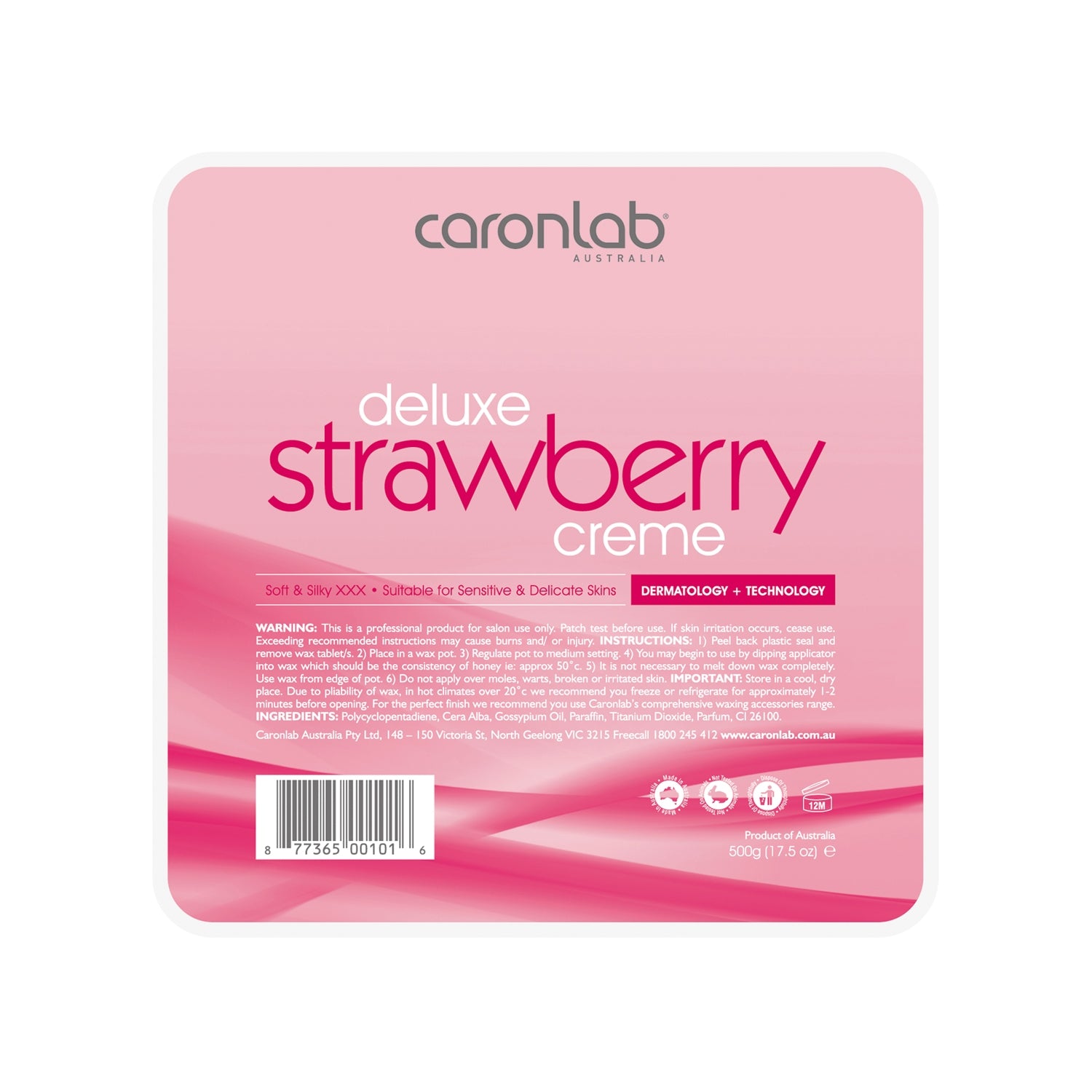 Caron Strawberry Crème Hard Wax Pallet 500g